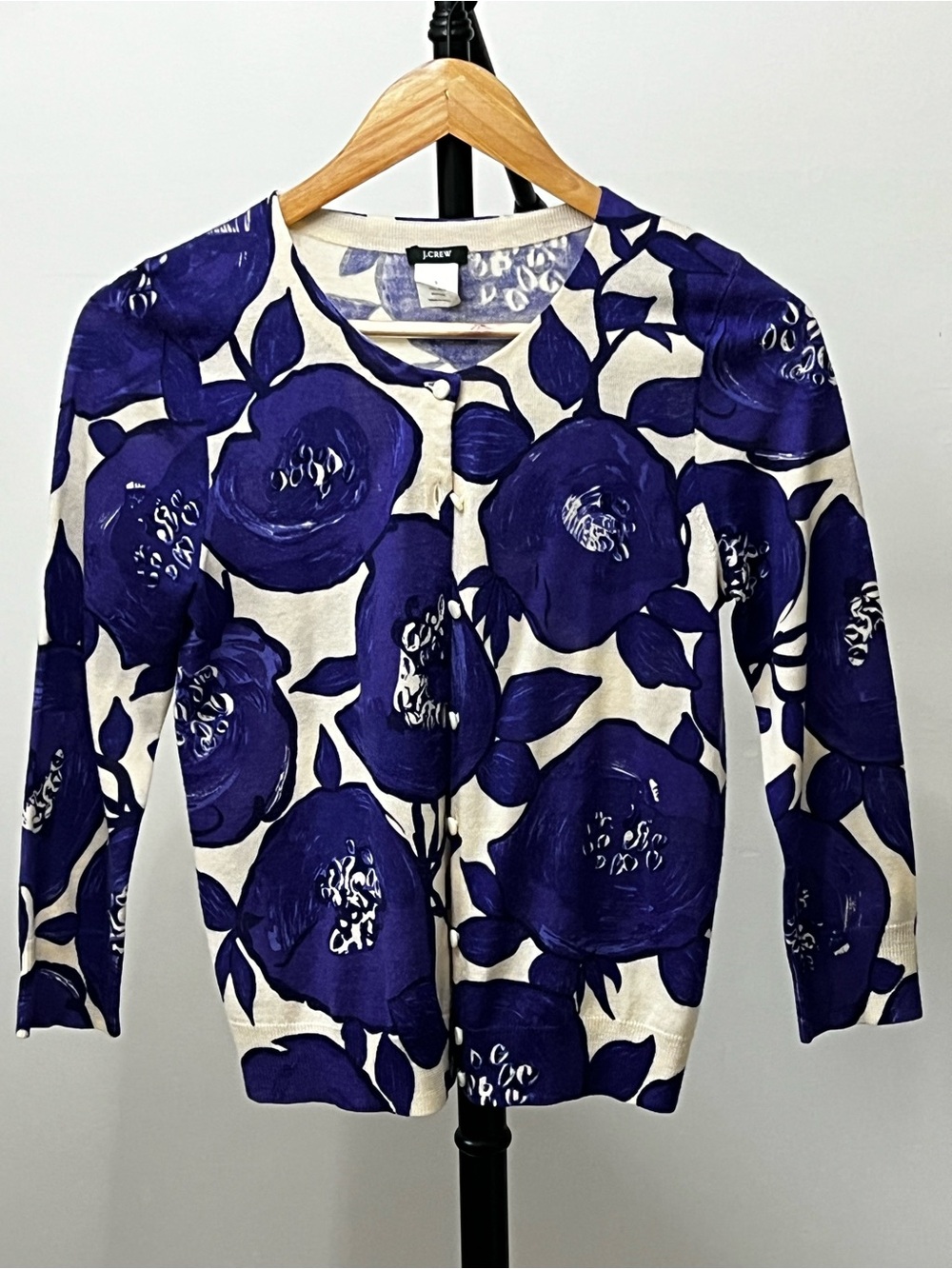 J.Crew Wool Cardigan Button Down Floral Cottage Core Basic Dainty Twee Size S
